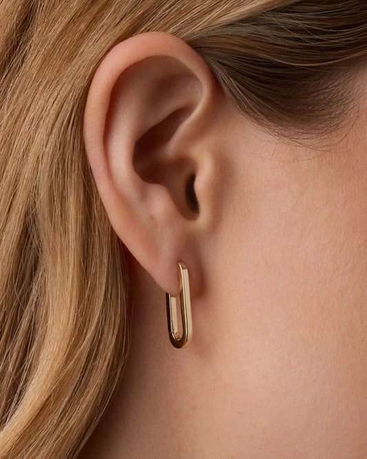 18K Gold Plated Rectangle Huggies,Parker Huggies, rectangle hoops, link hoops || option::18K Gold Plated
