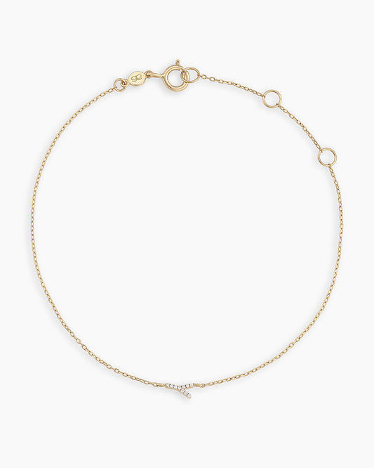 Diamond Pavé Alphabet Bracelet #Y || option::14K Solid Gold, Y