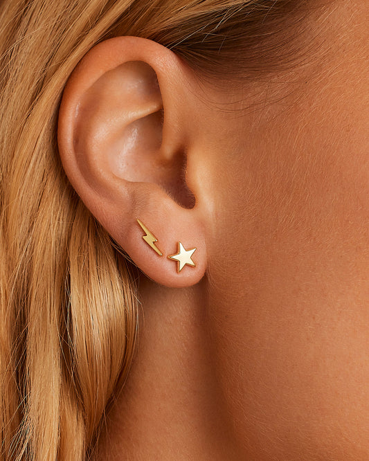 Star Charm Stud || option::18K Gold Plated, Star