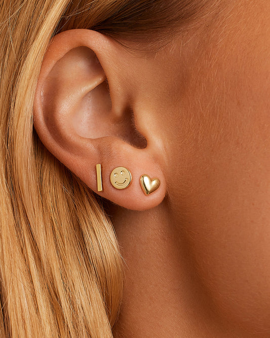 Bar Charm Stud || option::18K Gold Plated