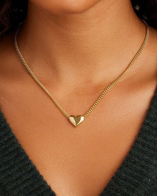 Lou Heart Charm Necklace || option::18K Gold Plated