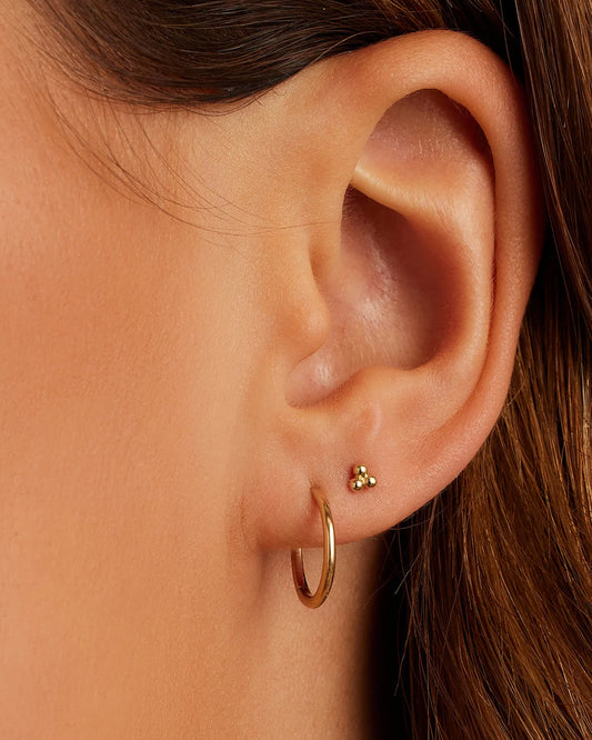 14K Gold Trio Threaded Flatback Stud || option::14K Solid Gold