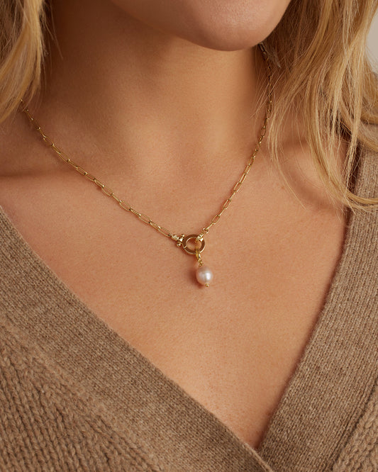 Pink Pearl Parker Charm || option::18K Gold Plated, Pink Freshwater Pearl