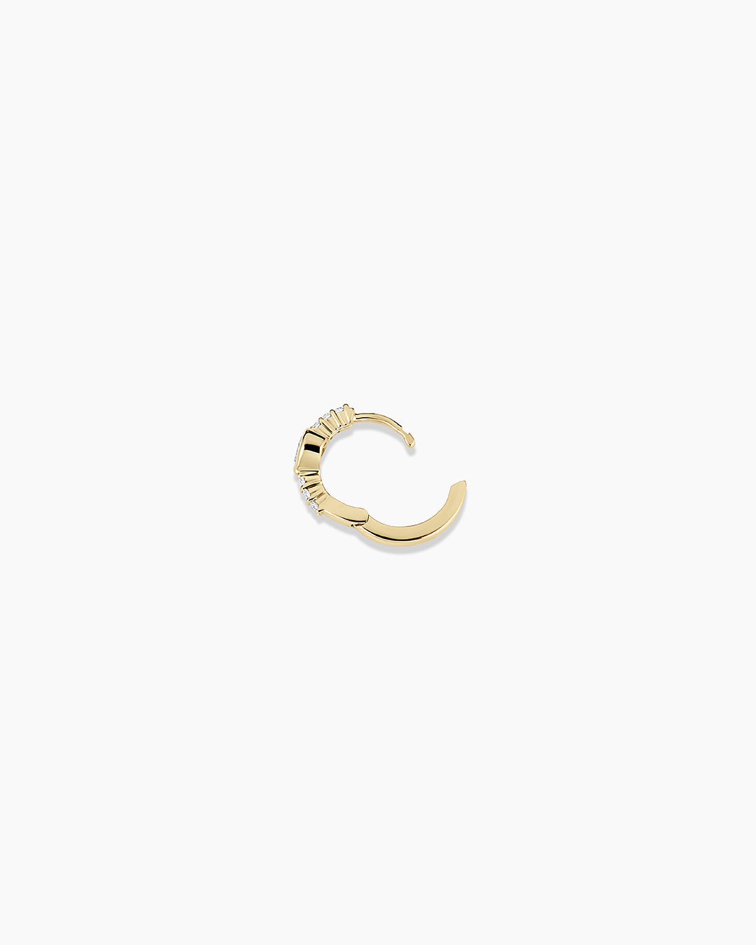 Lab Grown Diamond Heart Single Huggie || option::14K Solid Gold
