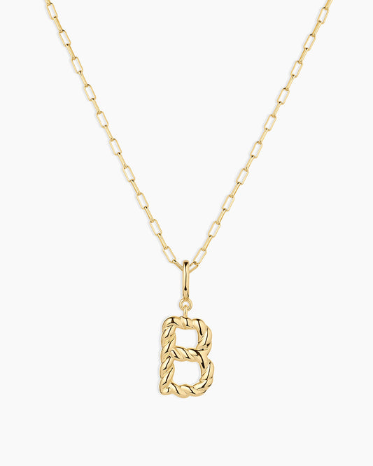 Crew Alphabet Statement Charm Necklace || option::18K Gold Plated, B