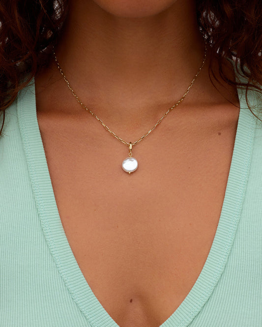 Coin Pearl Parker Charm || option::18K Gold Plated