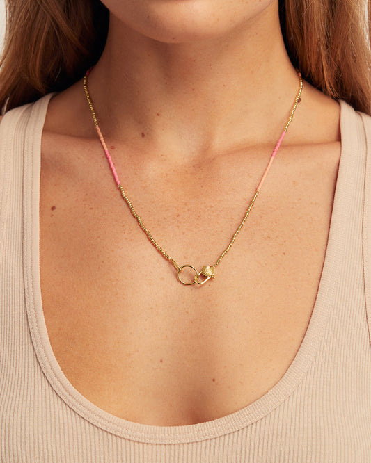 Scallop Padlock Sunset Necklace || option::18K Gold Plated