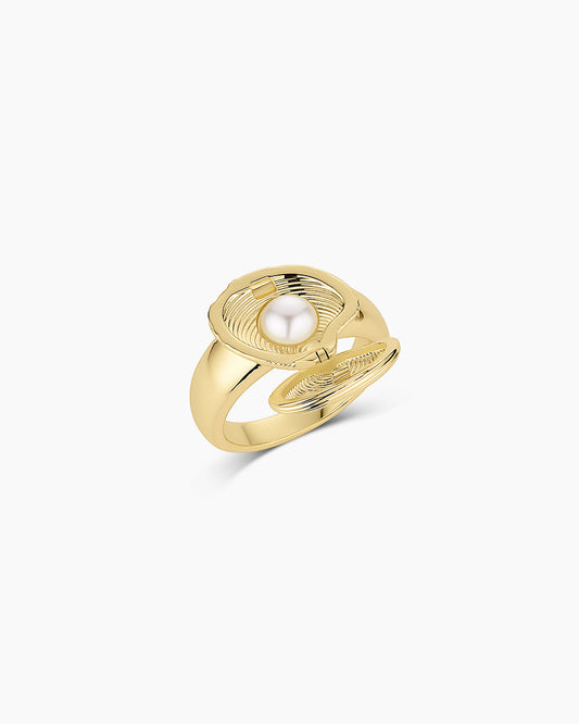 Pearl Locket Ring || option::18K Gold Plated