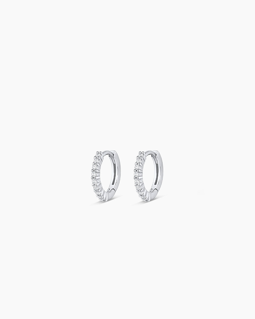14k White Gold Diamond Pavé Huggies
