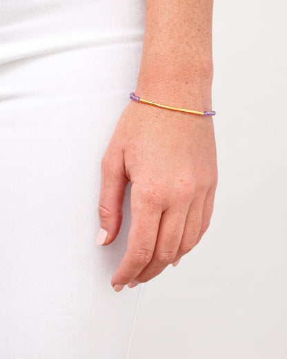 Power Gemstone Bracelet for Tranquility || option::18K Gold Plated, Amethyst - Tranquility