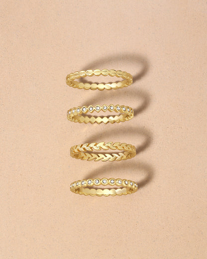 Mini stackable ring set || option::18K Gold Plated