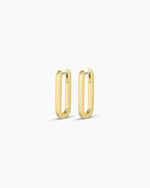 18K Gold Plated Rectangle Huggies,Parker Huggies, rectangle hoops, link hoops || option::18K Gold Plated