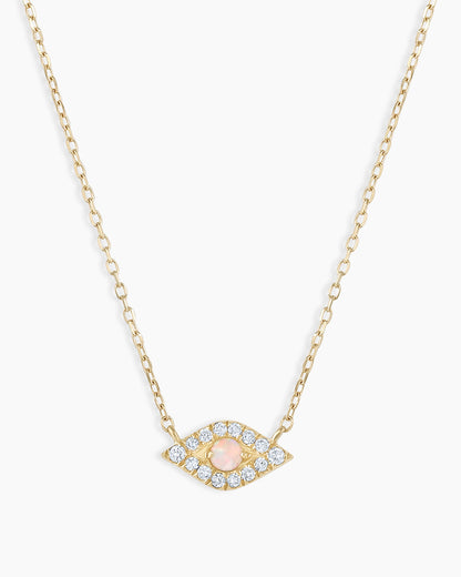 DiamondEvil Eye Necklace || option::14K Solid Gold