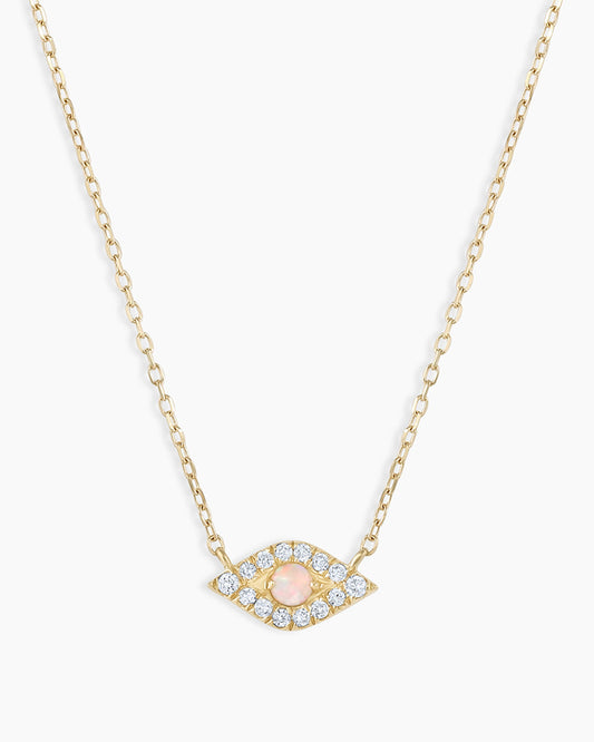 DiamondEvil Eye Necklace || option::14K Solid Gold