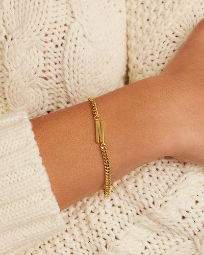 Wilder Alphabet Bracelet Alphabet Bracelet #N || option::18K Gold Plated, N