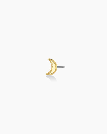 Moon Charm Stud || option::18K Gold Plated, Moon