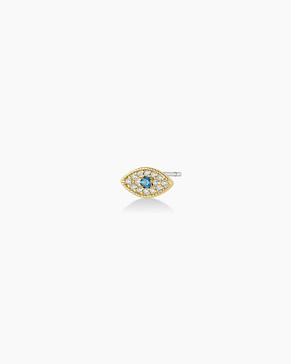 Evil Eye Charm Stud || option::18K Gold Plated, Evil Eye