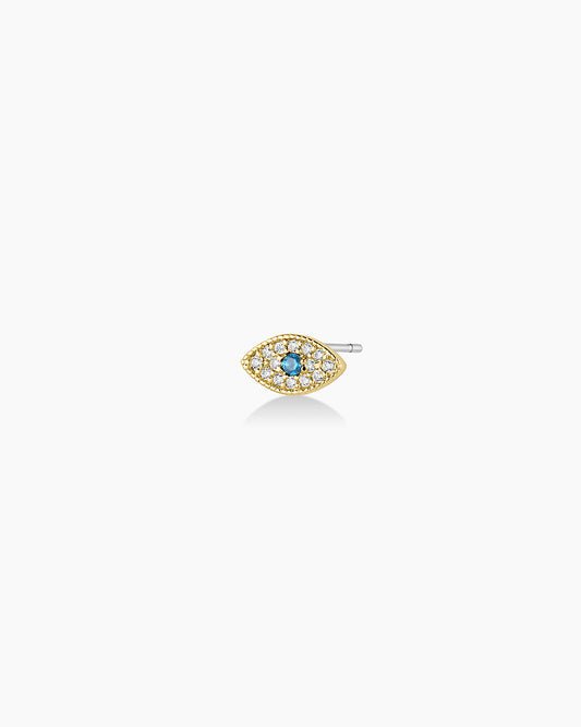 Evil Eye Charm Stud || option::18K Gold Plated, Evil Eye