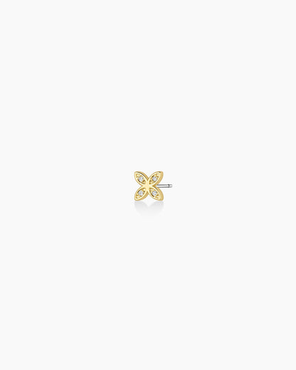 Flower Charm Stud || option::18K Gold Plated, Flower