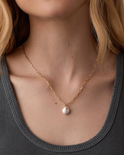 Reese Pearl Necklace || option::18K Gold Plated