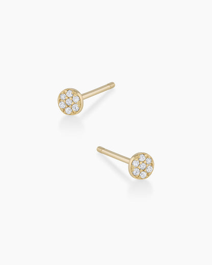 Diamond Pave Studs || option::14K Solid Gold
