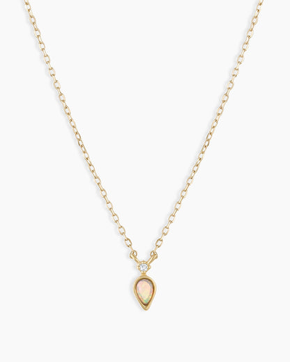 Diamond and Opal Necklace || option::14K Solid Gold
