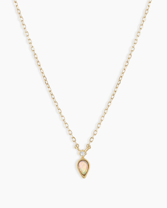 Diamond and Opal Necklace || option::14K Solid Gold