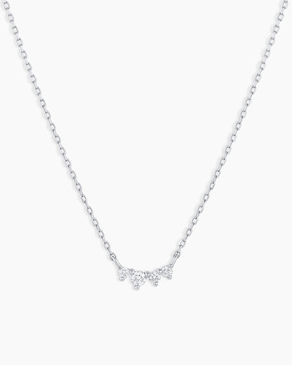 Diamond Cluster Necklace || option::14K Solid White Gold