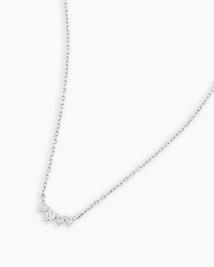 Diamond Cluster Necklace || option::14K Solid White Gold