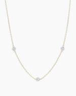 Floating Diamond Stationary Trio Necklace || option::18K Solid Gold