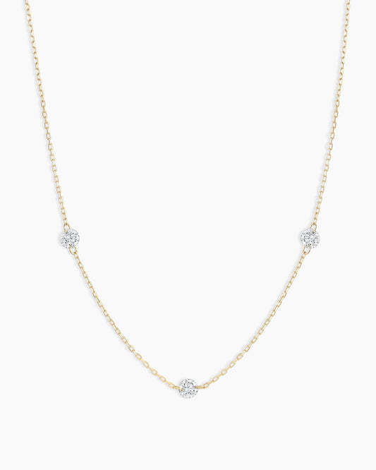 Floating Diamond Stationary Trio Necklace