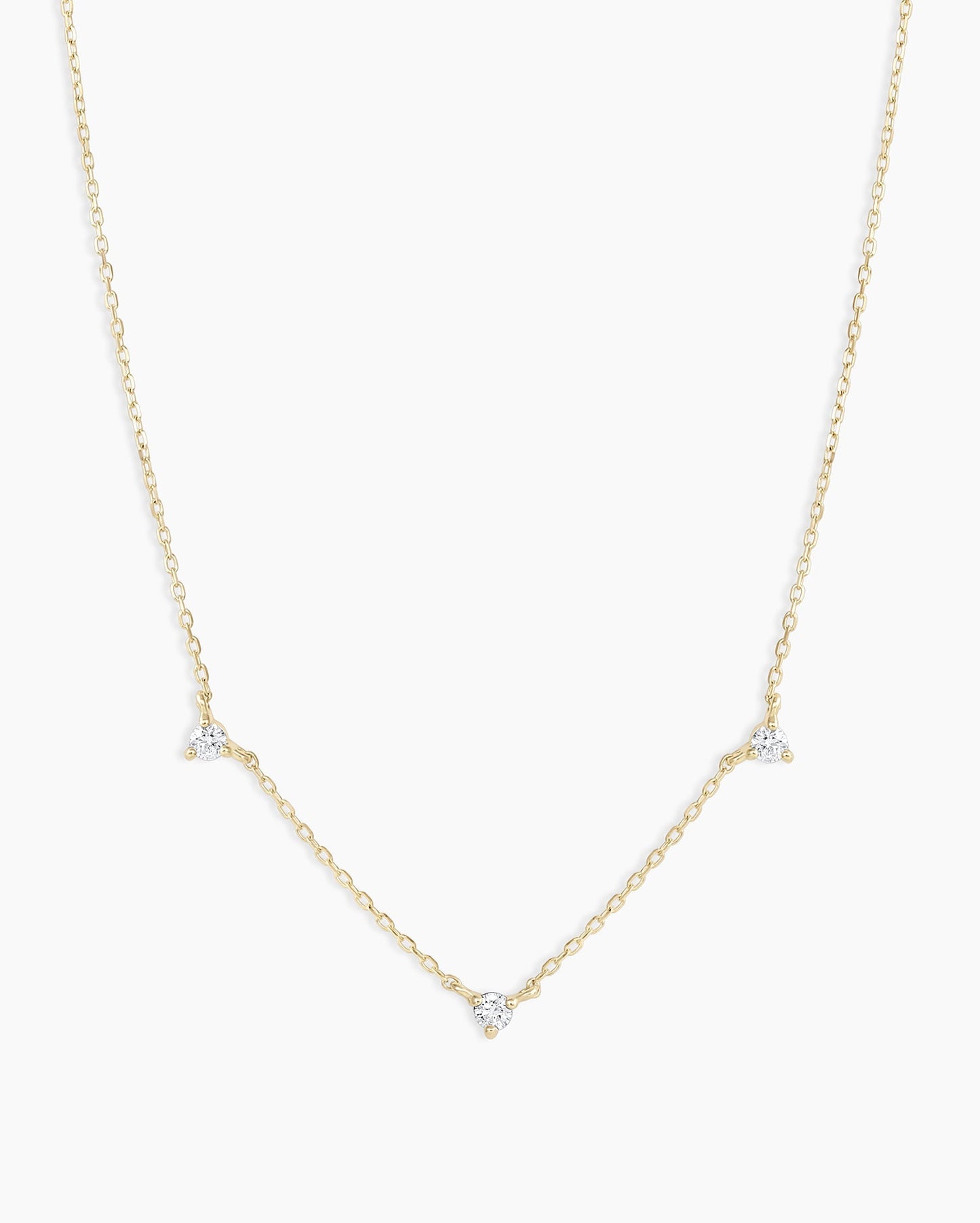 Diamond Eve NecklaceDiamond trio necklace daintyDiamond necklace || option::14K Solid Gold
