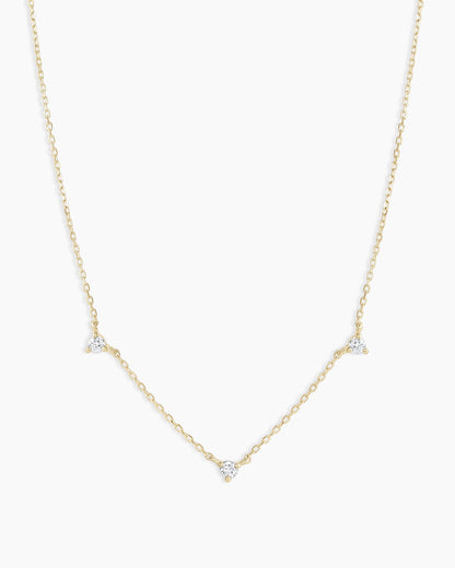 Diamond Eve NecklaceDiamond trio necklace daintyDiamond necklace || option::14K Solid Gold