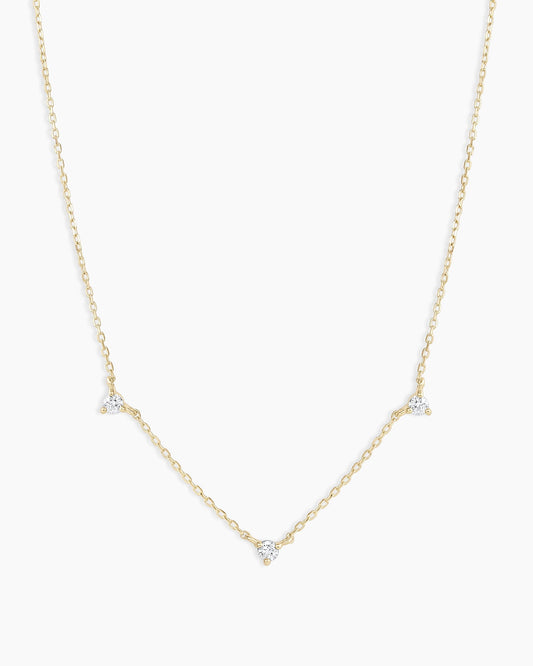Diamond Eve NecklaceDiamond trio necklace daintyDiamond necklace || option::14K Solid Gold