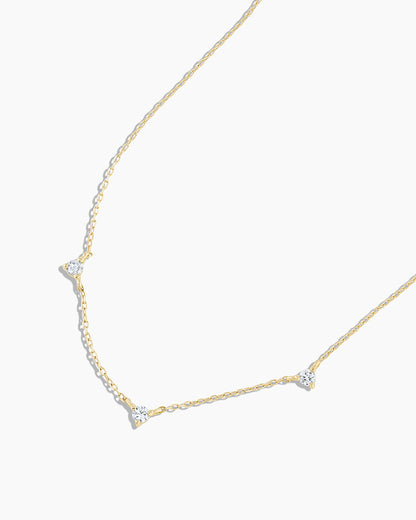 Diamond Eve NecklaceDiamond trio necklace daintyDiamond necklace || option::14K Solid Gold