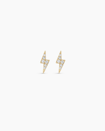 Diamond Lightning bolt earrings || option::14K Solid Gold