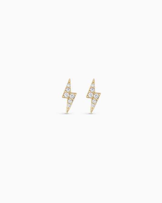 Diamond Lightning bolt earrings || option::14K Solid Gold