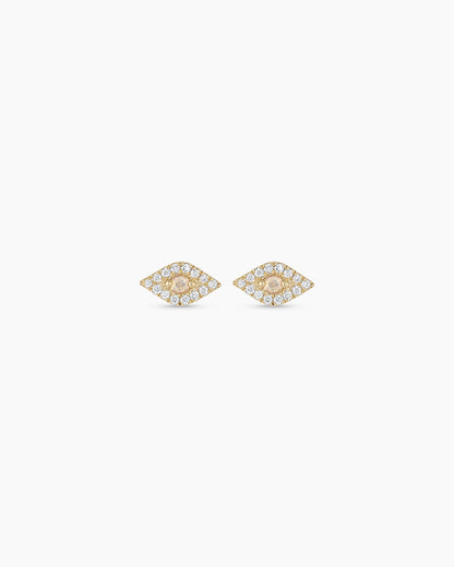 Diamond Evil Eye Studs || option::14K Solid Gold