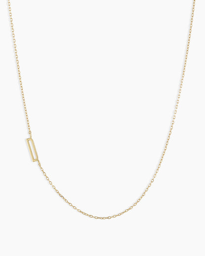 Woman wearing Alphabet Necklace || option::14K Solid Gold, D