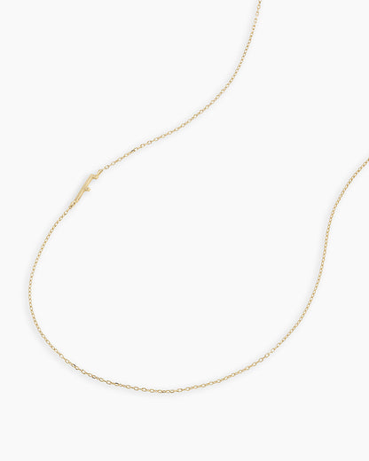 Alphabet Necklace || option::14K Solid Gold, F