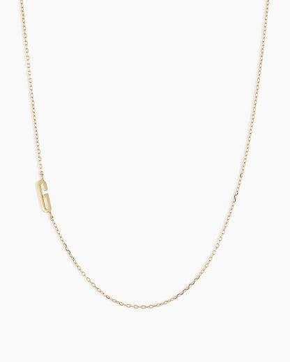 Woman wearing Alphabet Necklace || option::14K Solid Gold, G