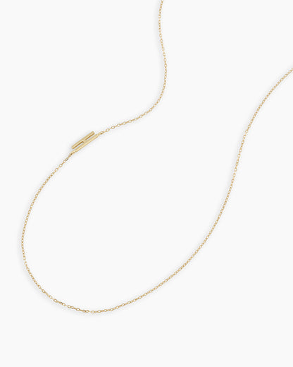 Alphabet Necklace || option::14K Solid Gold, H