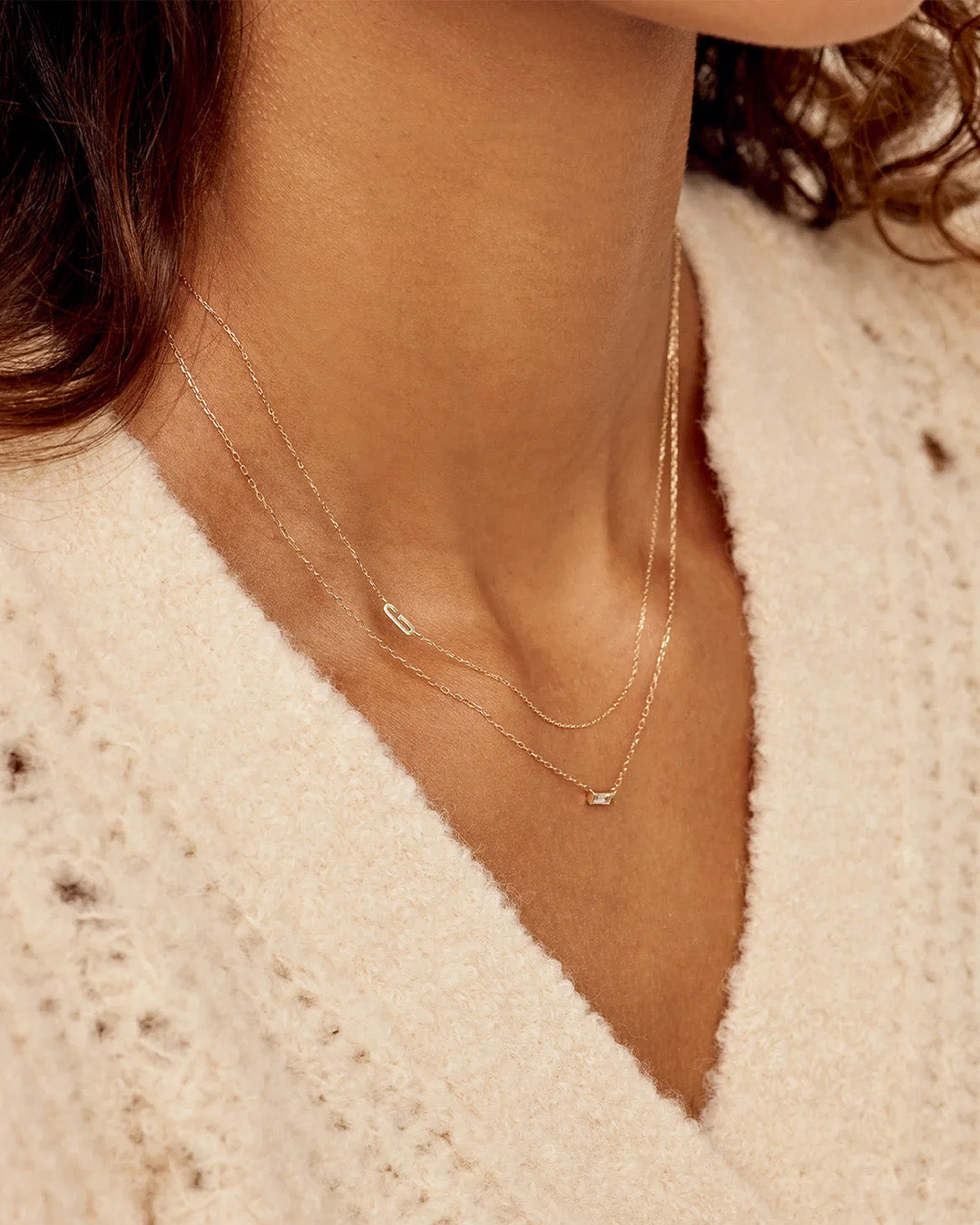 Alphabet Necklace || option::14K Solid Gold, K