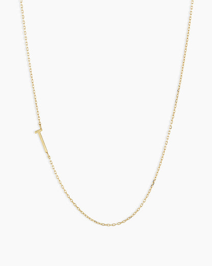 Alphabet Necklace || option::14K Solid Gold, T
