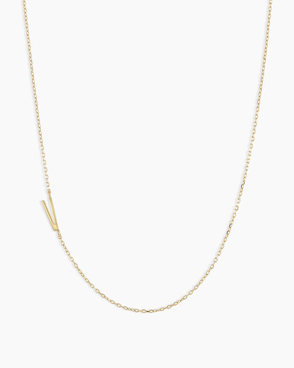 Alphabet Necklace || option::14K Solid Gold, V