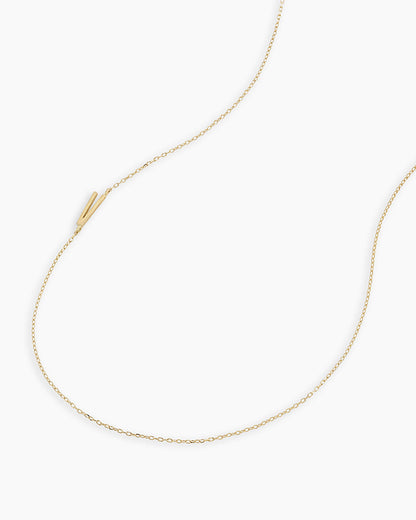 Alphabet Necklace || option::14K Solid Gold, V