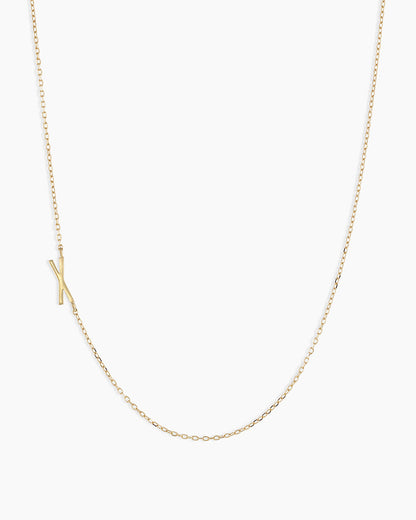 Alphabet Necklace || option::14K Solid Gold, X