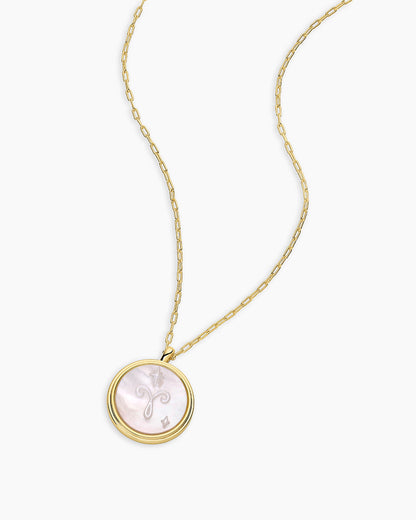 Zodiac Necklace - Gemini, Astrology Coin Necklace, Gemini Necklace || option::18K Gold Plated, Aries