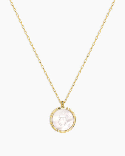 Zodiac Necklace - Gemini, Astrology Coin Necklace, Gemini Necklace || option::18K Gold Plated, Taurus