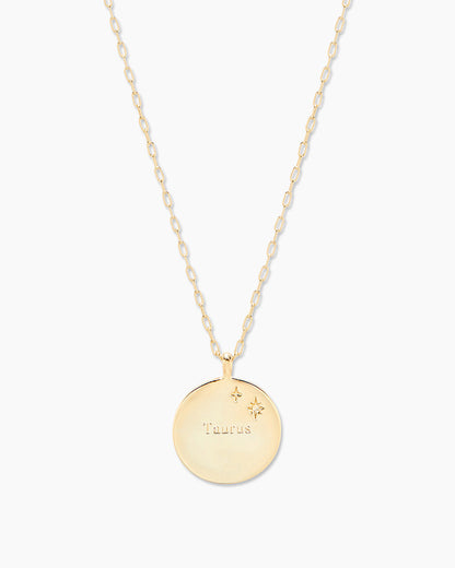Zodiac Necklace - Taurus, Astrology Coin Necklace, Taurus Necklace || option::18K Gold Plated, Taurus